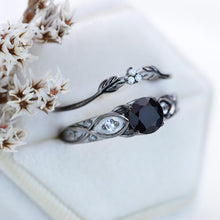 Load image into Gallery viewer, 14K Black Gold Black Moissanite Celtic Engagement Ring
