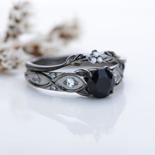 Load image into Gallery viewer, 14K Black Gold Black Moissanite Celtic Engagement Ring
