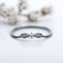 Load image into Gallery viewer, Celtic Moissanite Stackable 14K Black Gold Ring