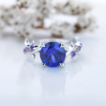 Load image into Gallery viewer, 2 Carat Sapphire Amethyst Twig Floral White Gold Engagement Ring