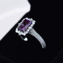 Load image into Gallery viewer, 3Ct Alexandrite Engagement Ring Halo Emerald Step Cut Alexandrite Engagement Ring