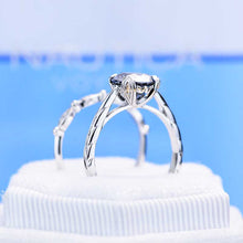 Load image into Gallery viewer, 2 Carat Gray Blue Moissanite Engagement Eternity Gold Rings Set