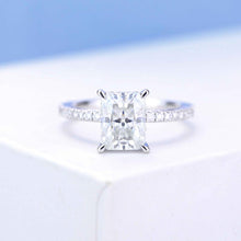 Load image into Gallery viewer, 1 Carat Giliarto Radiant Moissanite Hidden Halo Engagement 14K White Gold Ring