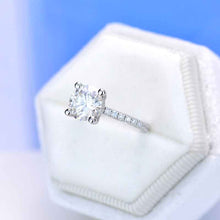 Load image into Gallery viewer, 2 Carat Moissanite Diamond Round Cut Hidden Halo White Gold Engagement Ring