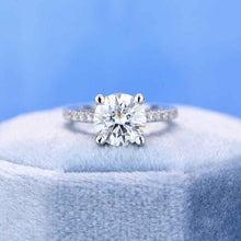Load image into Gallery viewer, 2 Carat Moissanite Diamond Round Cut Hidden Halo White Gold Engagement Ring