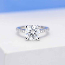 Load image into Gallery viewer, 2 Carat Moissanite Diamond Round Cut Hidden Halo White Gold Engagement Ring