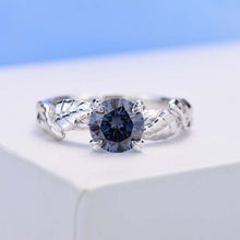 Load image into Gallery viewer, 2 Carat Dark Gray Blue Moissanite Twig Engagement Ring