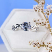 Load image into Gallery viewer, 2 Carat Dark Gray Blue Moissanite Twig Engagement Ring