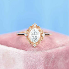 Load image into Gallery viewer, 14K White Gold 1.5 Carat Oval Moissanite Halo Engagement Ring Eternity Ring