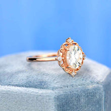 Load image into Gallery viewer, 14K White Gold 1.5 Carat Oval Moissanite Halo Engagement Ring Eternity Ring