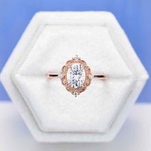 Load image into Gallery viewer, 14K White Gold 1.5 Carat Oval Moissanite Halo Engagement Ring Eternity Ring