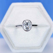 Load image into Gallery viewer, 3 Carat Oval Giliarto Moissanite Bezel Set Engagement Ring