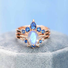 Load image into Gallery viewer, Oval Vintage Moonstone Ring- Three Ring Set