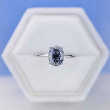 Load image into Gallery viewer, 2 Carat Dark Gray Blue Moissanite 14K White Gold Engagement Promissory Ring