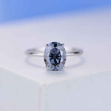 Load image into Gallery viewer, 2 Carat Dark Gray Blue Moissanite 14K White Gold Engagement Promissory Ring