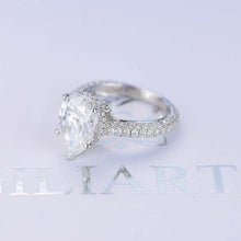 Load image into Gallery viewer, 5 Carat Pear Cut Giliarto Moissanite Hidden Halo Engagement Ring