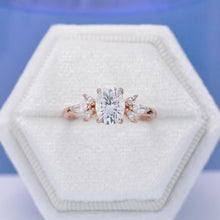 Load image into Gallery viewer, 14K White Gold 1.5 Carat Oval Moissanite Halo Vintage Engagement Ring