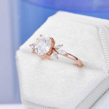 Load image into Gallery viewer, 14K White Gold 1.5 Carat Oval Moissanite Halo Vintage Engagement Ring
