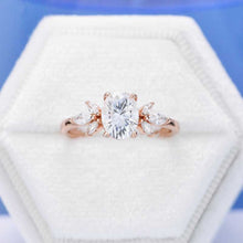 Load image into Gallery viewer, 14K White Gold 1.5 Carat Oval Moissanite Halo Vintage Engagement Ring