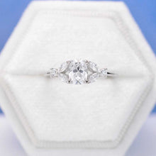 Load image into Gallery viewer, 14K White Gold 1.5 Carat Oval Moissanite Halo Vintage Engagement Ring