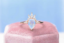 Load image into Gallery viewer, 2ct Pear Cut Moonstone Ring, Rose Gold Ring Unique Curved Marquise Cut Ring