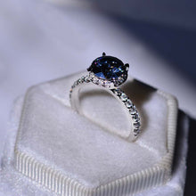 Load image into Gallery viewer, 2 Carat Round Dark Grey Gray Blue Giliarto Moissanite Halo Gold Engagement Ring