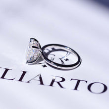 Load image into Gallery viewer, 3.5 Carat Oval Moissanite Ring, Hidden Halo Gold Engagement Ring