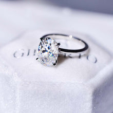 Load image into Gallery viewer, 3.5 Carat Oval Moissanite Ring, Hidden Halo Gold Engagement Ring