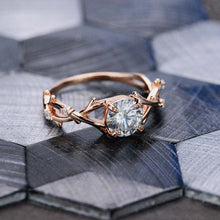 Load image into Gallery viewer, 2 Carat Gray Moissanite Leaf Engagement Ring. White Gold Floral Twig Ring