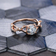 Load image into Gallery viewer, 2 Carat Gray Moissanite Leaf Engagement Ring. White Gold Floral Twig Ring