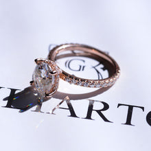 Load image into Gallery viewer, 3 Carat Moissanite Diamond Oval Cut Hidden Halo Rose Gold Engagement Ring