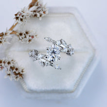 Load image into Gallery viewer, 14K White Gold Oval Moissanite Floral Engagement Ring