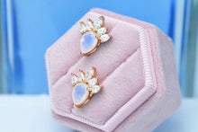 Load image into Gallery viewer, Genuine Pear Moonstone Earrings Rose Gold Plated Silver, Moonstone Earrings in Sterling Silver. Mothers day gift. Gift for her