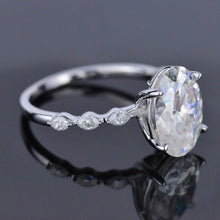 Load image into Gallery viewer, 4 Carat Oval Cut Ring. Moissanite Wedding Ring Anniversary ring, Vintage Royal Style Hidden Halo