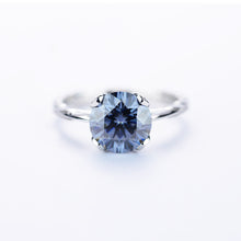 Load image into Gallery viewer, 2 Carat Dark Gray Blue Moissanite Engagement Ring