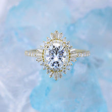 Load image into Gallery viewer, 2 Carat Moissanite Diamond Oval Cut Halo Gold Engagement Ring