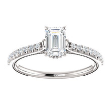 Load image into Gallery viewer, 10K Gold 6x4 mm Forever One Emerald Diamond Engagement Ring