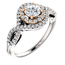 Load image into Gallery viewer, 14K Gold 1.0 Carat Forever One Moissanite 1/3 CTW Diamond Engagement Ring