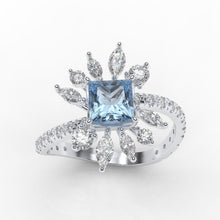 Load image into Gallery viewer, 14K White Gold 1 1/5 Carat Aquamarine & 1 1/6 CTW Diamond Ring