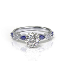 Load image into Gallery viewer, 1.0 Carat white sapphire vs cubic zirconia I 14K White Gold- 6 Accent