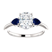 Load image into Gallery viewer, 14K Gold Oval Forever One Moissanite Sapphire Engagement Ring