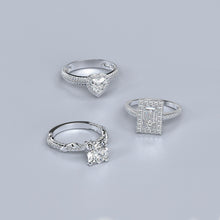 Load image into Gallery viewer, 2.0 Carat Moissanite Giliarto Nature Engagement Ring-58 round accents 0.4 TCW 14K White Gold