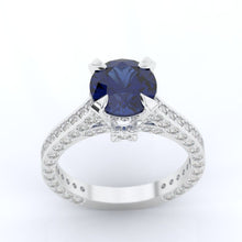 Load image into Gallery viewer, 3.2 Carat Sapphire Diamond Engagement 14K White Gold Ring