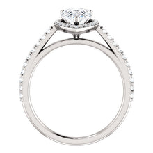 Load image into Gallery viewer, 14K Gold 9x6 mm Forever One Pear Halo Diamond Engagement Ring