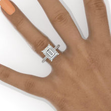 Load image into Gallery viewer, 5 Carat Giliarto Emerald Cut Moissanite Hidden Halo Engagement Ring