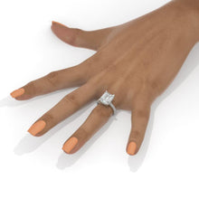 Load image into Gallery viewer, 5 Carat Giliarto Emerald Cut Moissanite Hidden Halo Engagement Ring