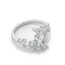 Load image into Gallery viewer, 14K White Gold Oval Moissanite Floral Engagement Ring