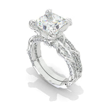 Load image into Gallery viewer, 2 Carat Princess Cut Giliarto Moissanite Diamond White Gold Floral Engagement Ring Set