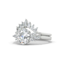 Load image into Gallery viewer, 14K White Gold 2.5 Carat Oval Moissanite Halo Engagement Ring, Eternity Ring Set