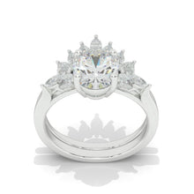 Load image into Gallery viewer, 14K White Gold 2.5 Carat Oval Moissanite Halo Engagement Ring, Eternity Ring Set